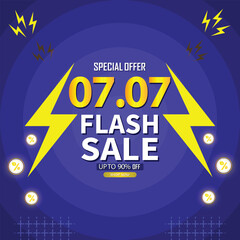 Sale banner template design 7.7  .  07.07 SPECIAL OFFER, MEGA SALE, FLASH SALE