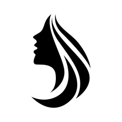 care salon beauty women long hair logo design