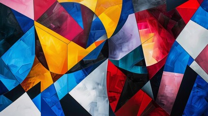 Contemporary Abstract Cubism with Bold Geometric Shapes and Vivid Colors
