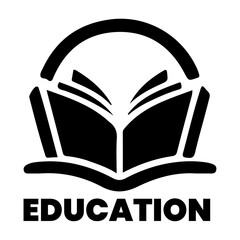 Education logo vector art illustration, Education icon vector flat style, white background