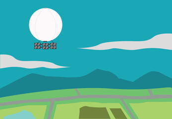 An experimental weather or a spy balloon. Editable clip Art.