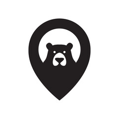 pin map simple bear grizzly logo vector