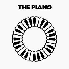 Musical keyboard circle frame stock vector isolated on white background.