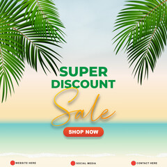 super discount sale template banner with copy space for product sale with abstract gradient blue and white background design