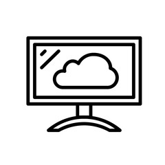 television, cloud icon line