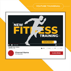 Fitness Youtube thumbnail design with black color background