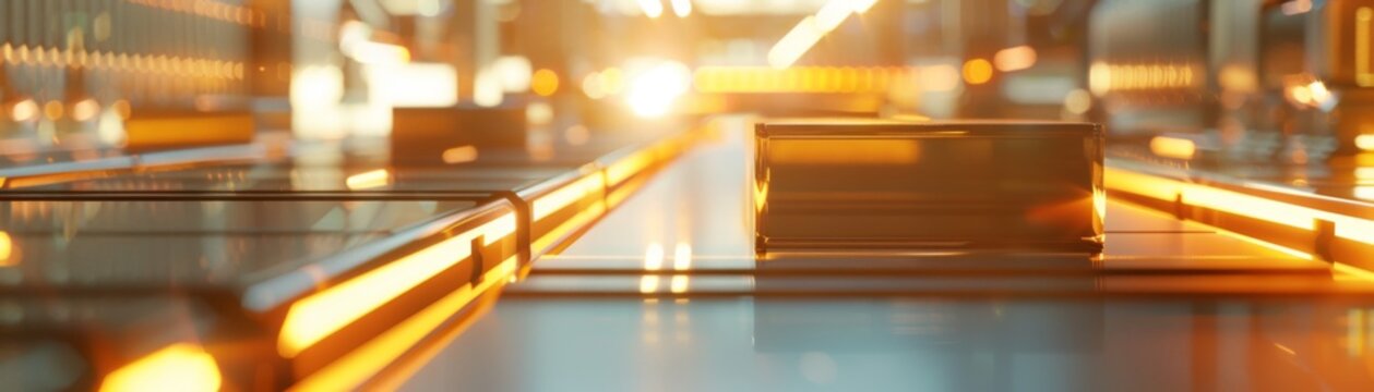 Close up of a 3D illustration showcasing bright futuristic logistic technology in a random setting