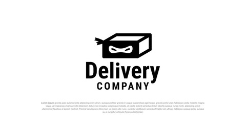 Ninja Box Delivery Logo Design Vector Template