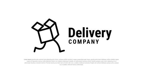 Fast delivery logo template design with a running box