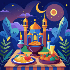 Beautiful Ramadan iftar graphic design in illustration vector 