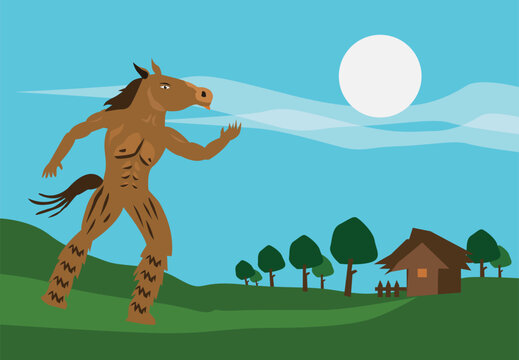Tikbalang or Half Horse Half Human Creature famous in the Philippines. Editable Clip Art..