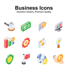 Get your hold on this creatively crafted business and finance isometric icons
