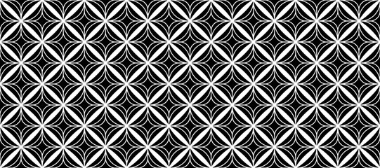 Seamless black and white tile pattern. Decorative ceramic mosaic wallpaper. Abstract geometric repeating decor for floor, wall, kitchen, bath, print. Simple ornamental backdrop. Vector texture