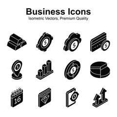 Check this beautifully designed business and finance isometric icons set in modern style - obrazy, fototapety, plakaty