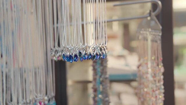Sparkling glass jewelry display in Venice