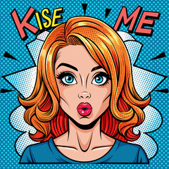 beauty girl pop art style text wow with facial  (5)