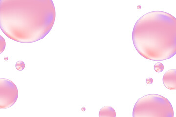 Glowing nude pink liquid bubbles or fluid jelly droplets isolated on transparent background. Aesthetic composition for cosmetology, beauty science, skin care molecular concept.