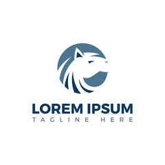 Modern Horse Head in Circle Logo