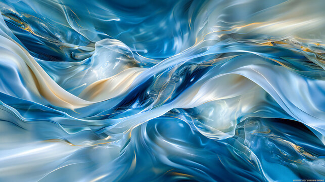 Smooth Blue Wave Abstraction, Elegant Digital Background, Concept of Flow and Energy, Futuristic Design Illustration