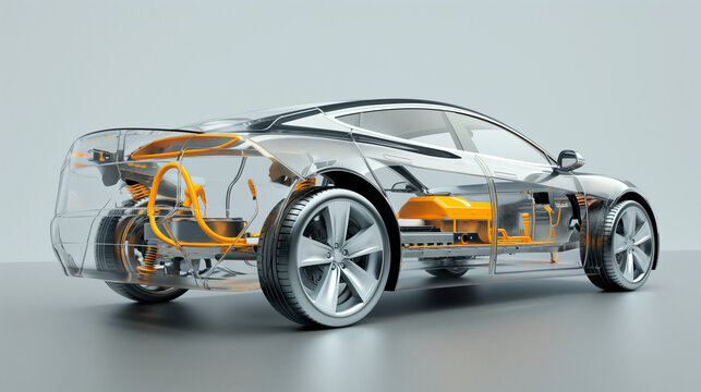 Supersportwagen Studie mit zukunftsorientiertem Design Transparantes High Tech End Auto zeigt Zukunft der Mobilit&auml;t Generative AI