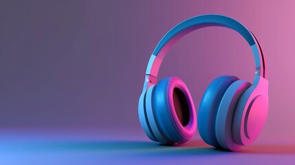 Fototapeta na wymiar Colorful Headphones Isolated on Gradient Background
