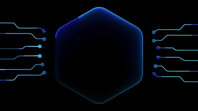 Glowing looping icon, modern technology, neon effect, black background