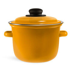 Yellow enamel pan isolated