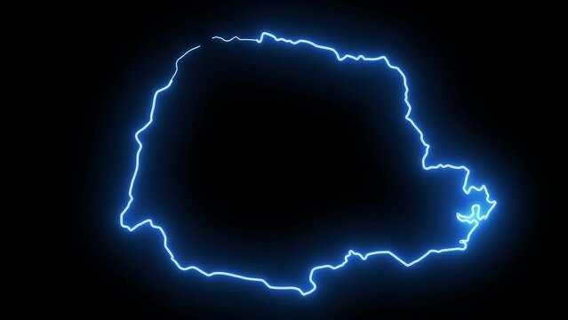 map of Parana in brazil with glowing neon effect