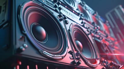 Fototapeta na wymiar Large Audio Speakers DJ Boombox Generated by AI