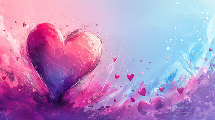 Romantic Valentines Day Concept, Heart Shapes and Glitter on Pink Background, Abstract Love and Celebration Design