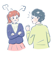 ケンカをする男女　カップル