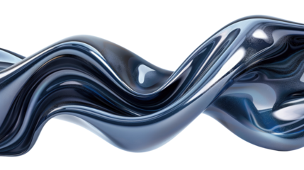 Shiny black wave curve on transparent background