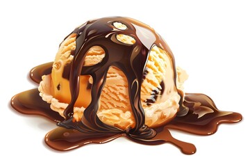 Hyperrealistic Ice Cream with Chocolate Syrup
