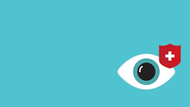 Eyesight protection. Human eye with guard shield.