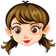 Vector illustration of a smiling girl with elf ears.