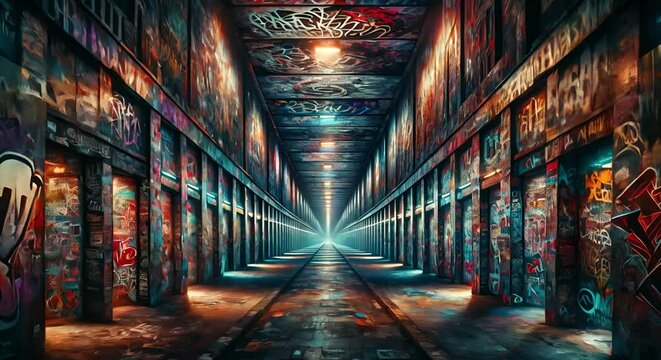 Urban graffiti tunnel - Generative AI