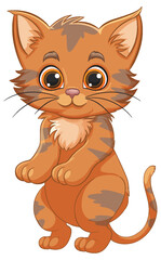 Cute, wide-eyed kitten with playful stripes.