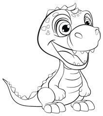 A cheerful dinosaur character in vector style.