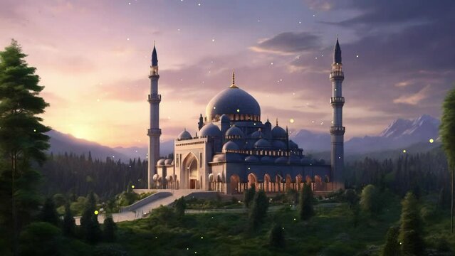 animated islamic background , ramadan mosque