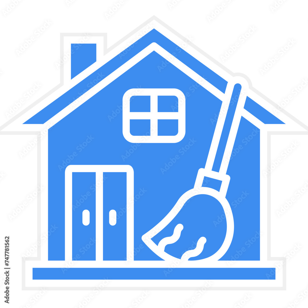 Wall mural home cleaning icon style