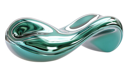 green shiny flow curved on transparent background