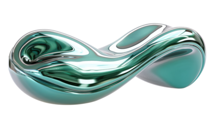 green shiny flow curved on transparent background