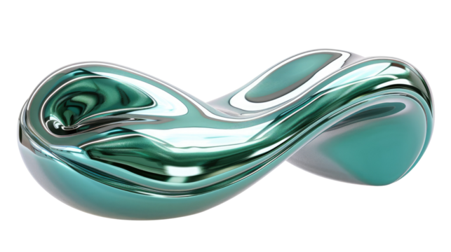 green shiny flow curved on transparent background