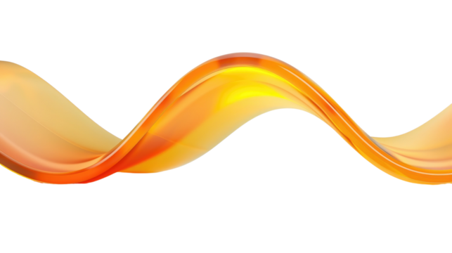 Orange wave curved on transparent background