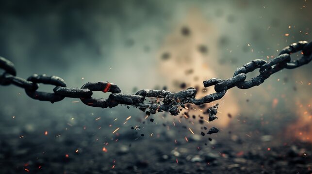 Marxist Concept Illustration: Workers’ Liberation from Exploitation - A Breaking Chain, Resistance And Revolution