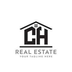 Initial letter CH real estate logo. roofing logo with letter CH. CH home logo