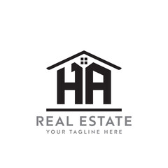 Initial letter HA real estate logo. roofing logo with letter HA. HA home logo