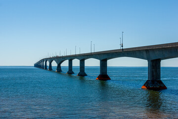 Fototapeta na wymiar Confederation Bridge - a box girder bridge across the Northumberland Straits, linking the Canadian provinces of Prince Edward Island and New Brunswick