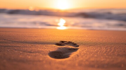 Fototapeta na wymiar Illustration of Fading Footprint and Sunrise: Symbolizing Impermanence and New Beginnings