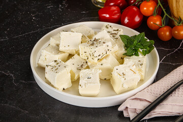 Greek traditional Feta cheese cubes